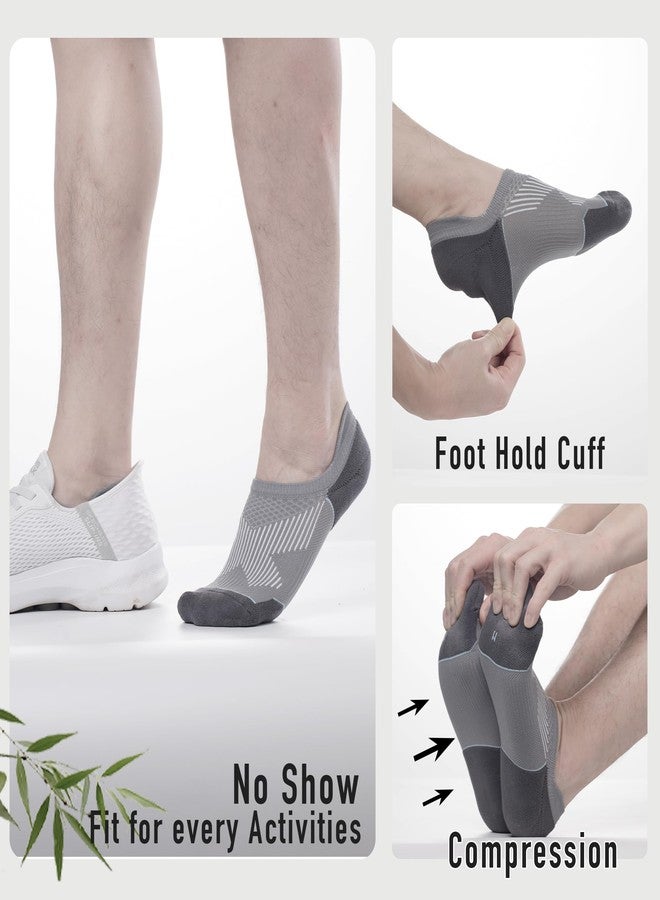 BRISIRA Bamboo Viscose Coolmax Compression Running No Show Socks Men Cushioned Moisture Wicking Arch Support Athletic Padded - Image 3
